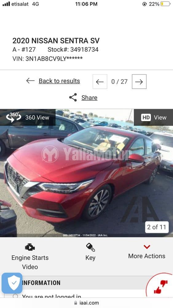 نيسان سنترا 2.0L SV 2020 مستعملة